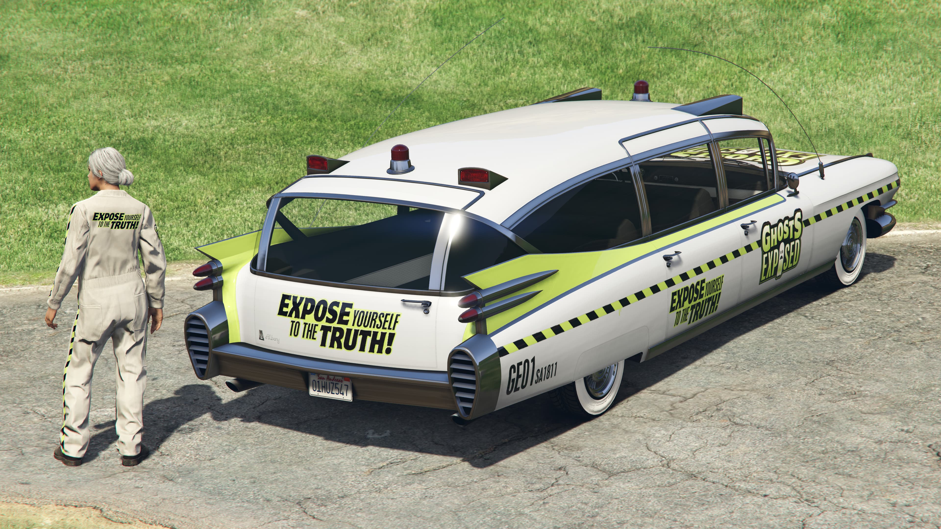 GTA Online, Авторское, Персонаж, Одежда, Транспорт, Главный герой GTA Online, Костюм Ghosts Exposed, Albany Brigham, Маслкар