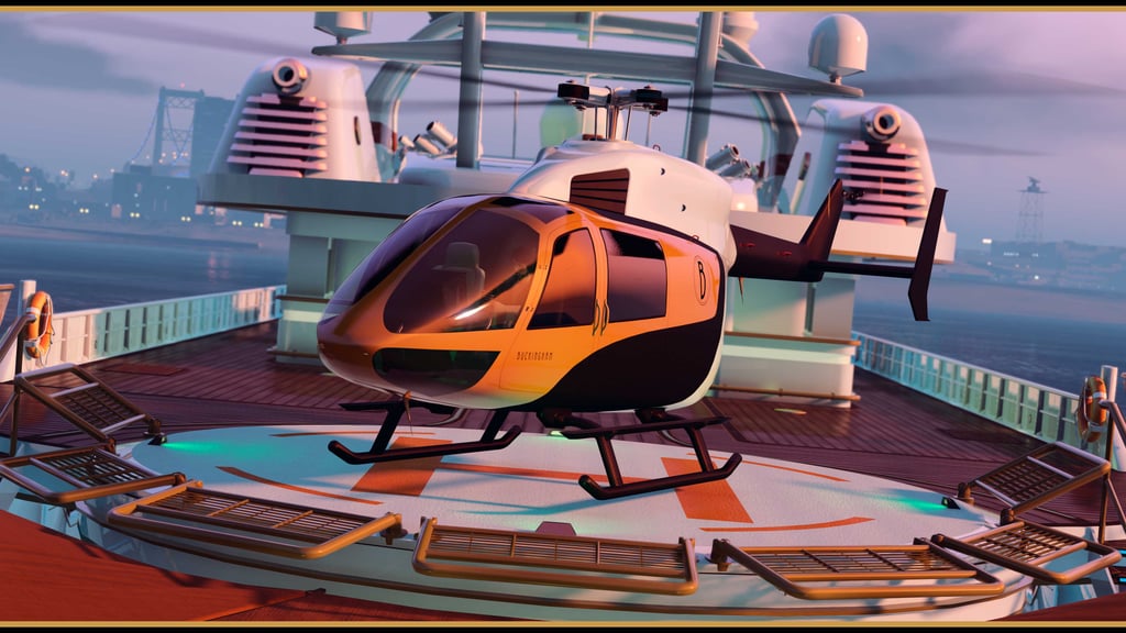 Вертолёт приземляется на яхту, GTA Online